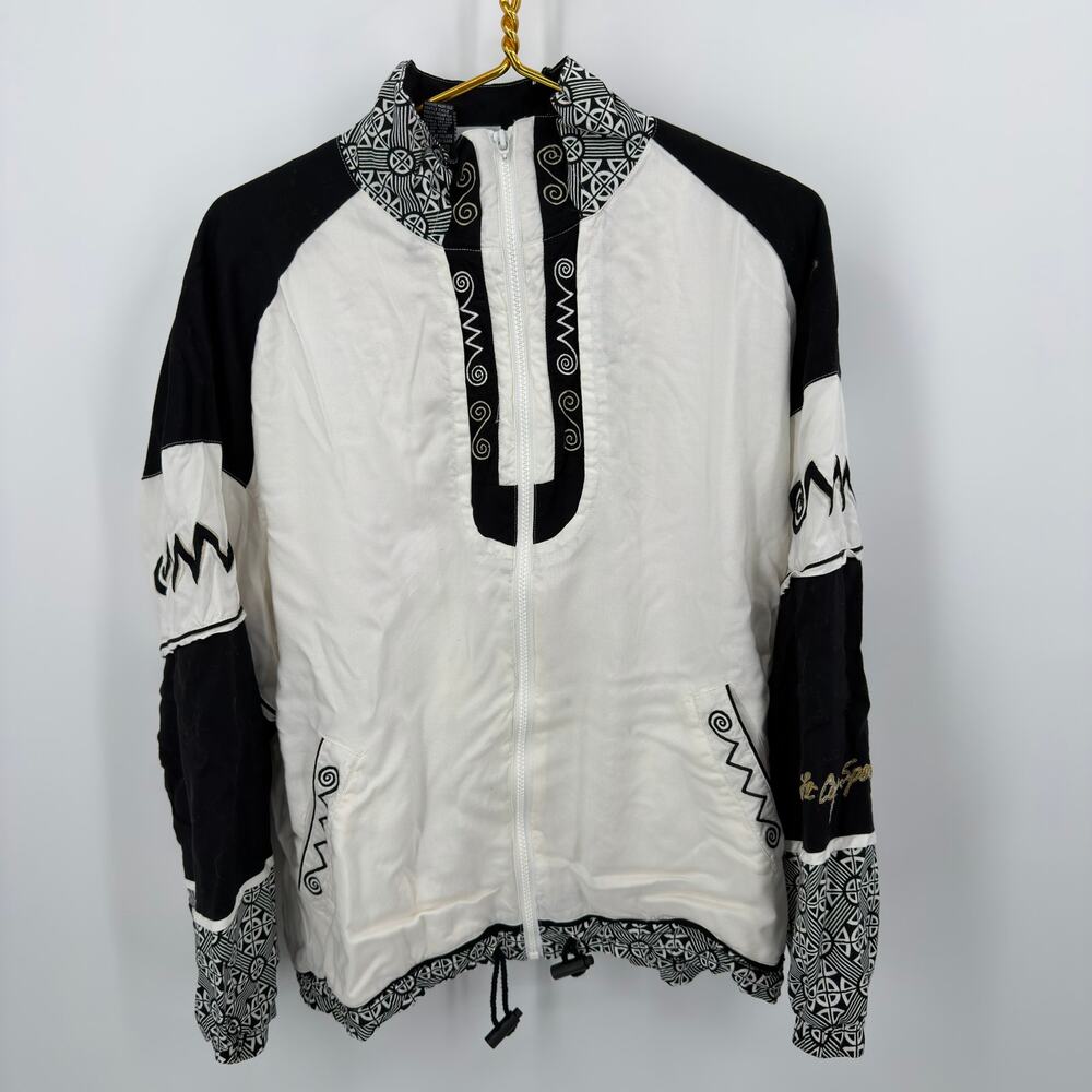 Le Coq Sportif Windbreaker Jacket Vintage 90s Women Large White Black